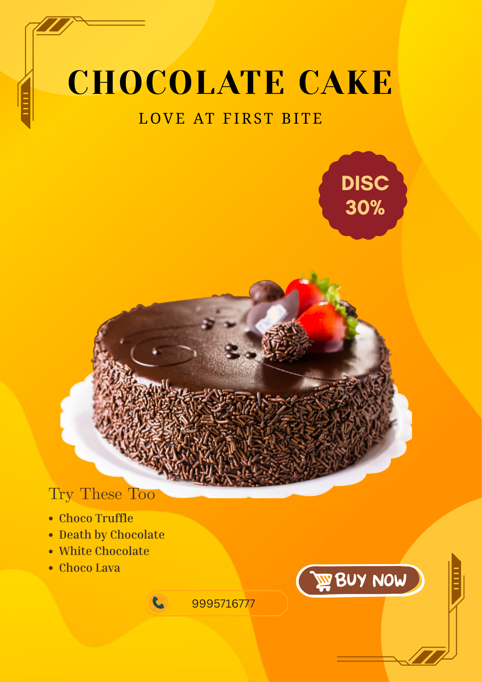 Chocolate cake poster design created in Canva.