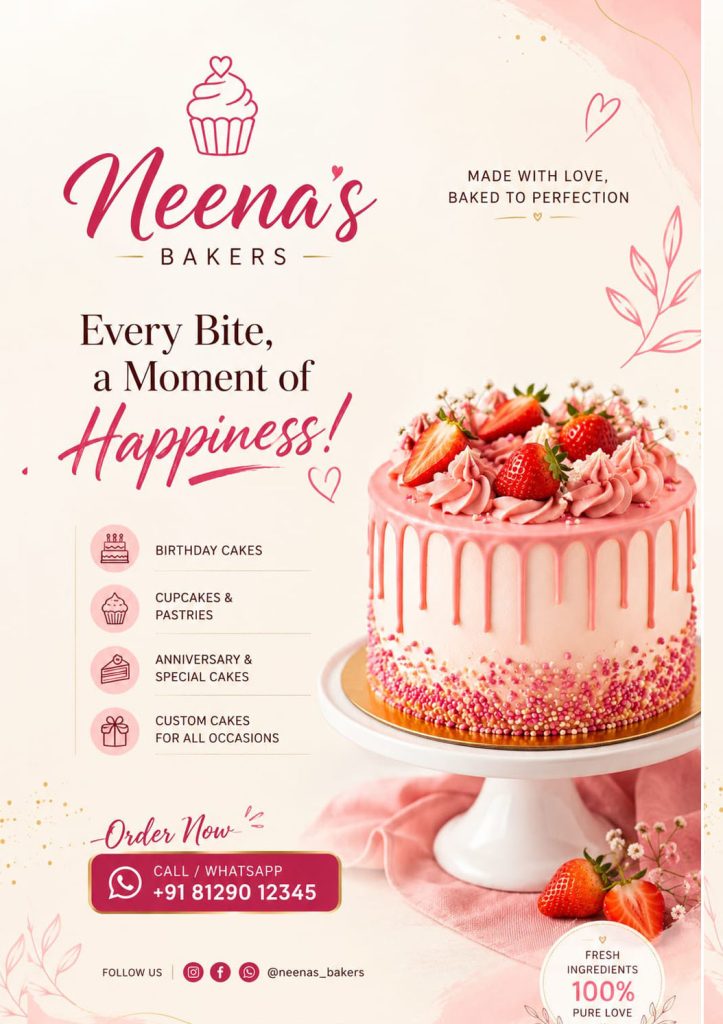strawberry cake poster created by chat gpt
